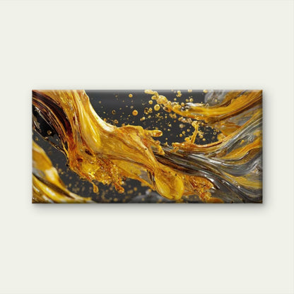 Golden Black White Splash Wall Art Canvas Office Home Room Framed 120x60cm