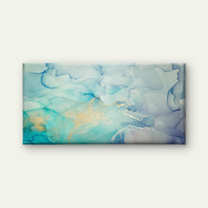 Turquoise Gold Alcohol Ink Wall Art Canvas Office Home Room Framed 120x60cm - Bella Home Decor