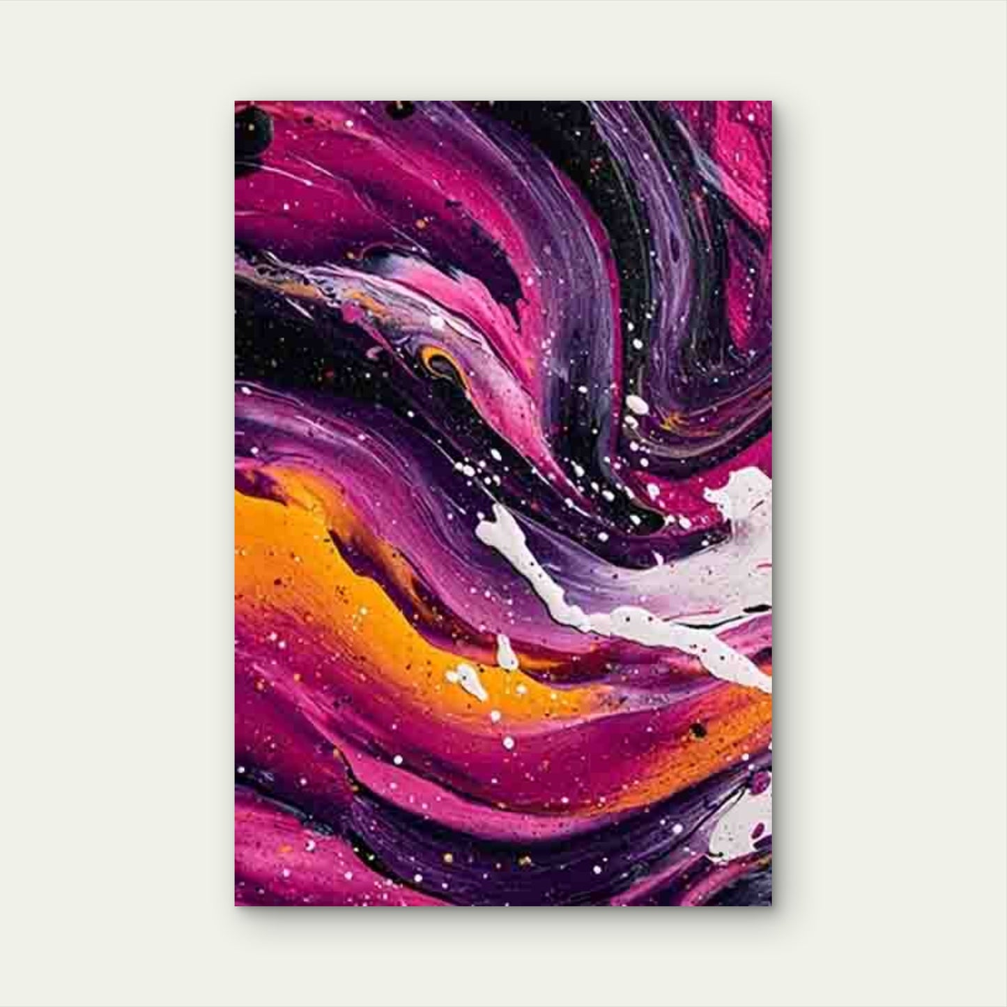 Pink Black Purple Golden White Cosmic Swirls 60x90cm Metal Print Ready to Hang