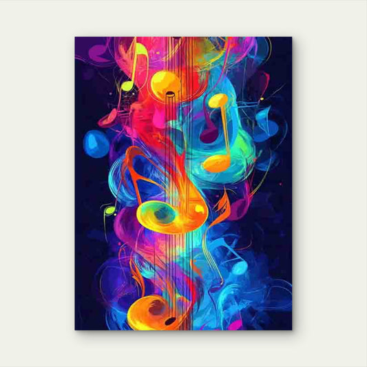 Abstract Colorful Music Notes 60x90cm Metal Print Ready to Hang