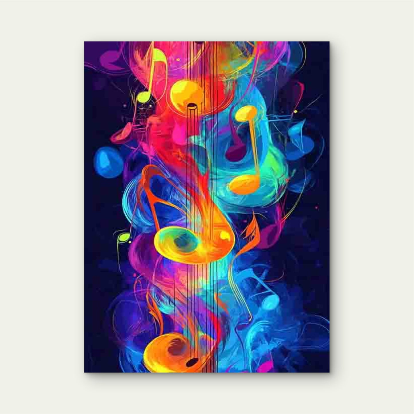 Abstract Colorful Music Notes 40x60cm Metal Print Ready to Hang - Bella Home Decor
