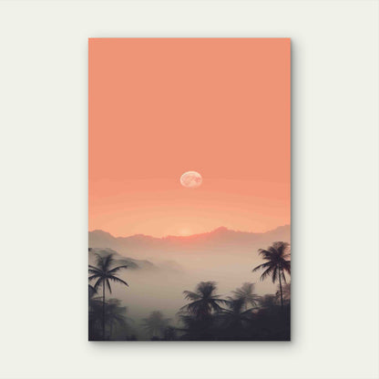 Pink Sunset Tropical Road Palm Trees Metal Print Ready to Hang