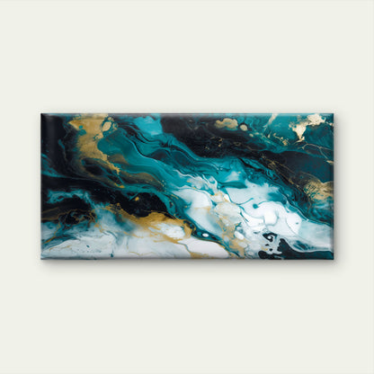 Emerald Gold Liquid Swirl Luxury Wall Art Canvas Office Home Framed 120x60cm