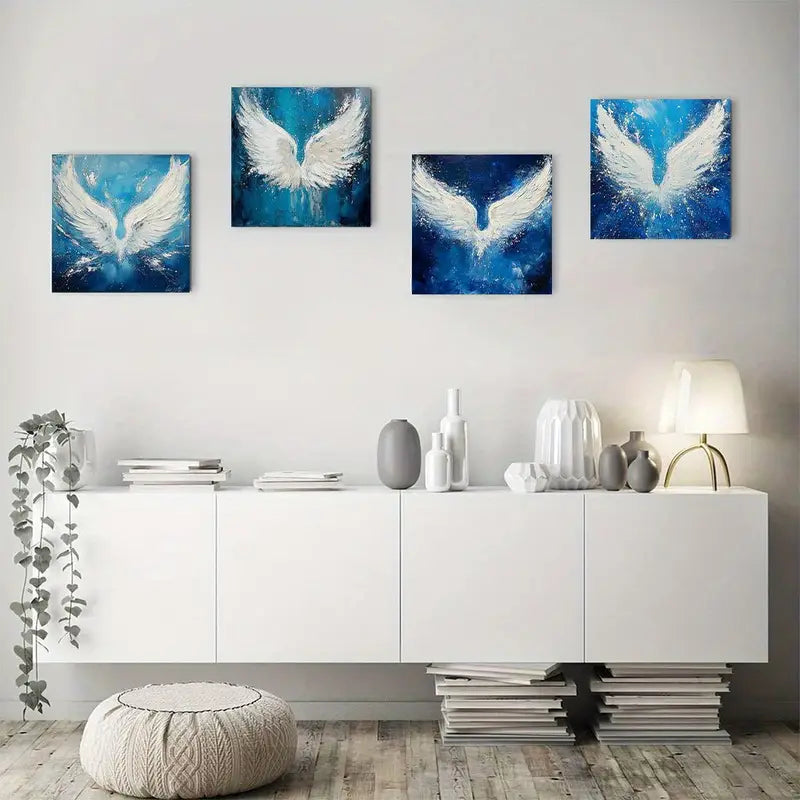 4pcs Beautiful Woman In Red Dress  Wall Art Canvas Framed