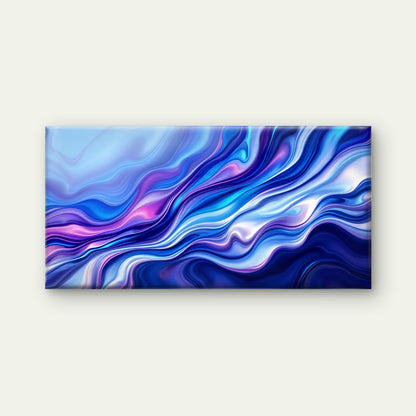 Blue Purple Fluid Waves Wall Art Canvas Office Home Room Framed 120x60cm - Bella Home Decor