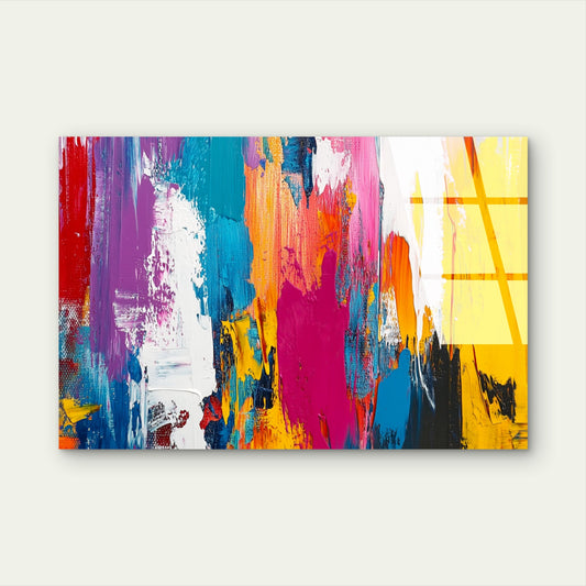 Vibrant Abstract Rainbow Oil Texture Acrylic Glass Printing Wall Art Australian Made Quality
