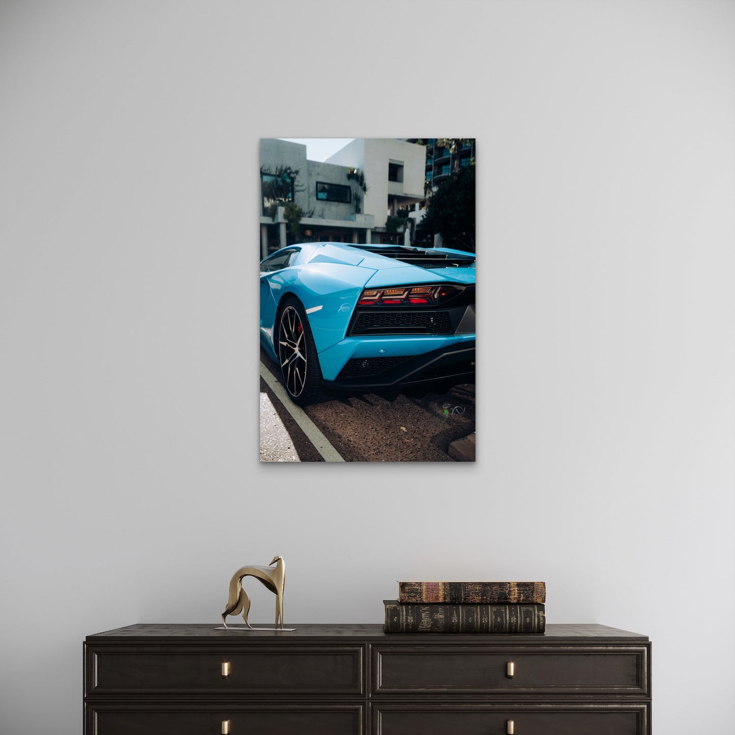 Blue Lamborghini Aventador Supercar Sport Rear 40x60cm Metal Print Ready to Hang