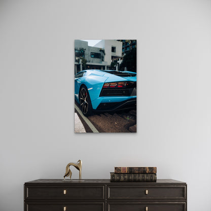 Blue Lamborghini Aventador Supercar Sport Rear 40x60cm Metal Print Ready to Hang