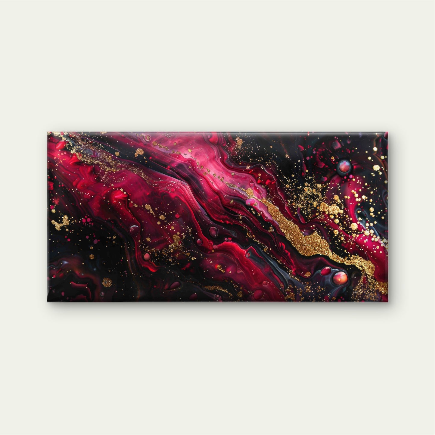 Red Black Marble With Gold Hues Wall Art Canvas Office Home Room Framed 120x60cm - Bella Home Decor