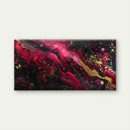 Red Black Marble With Gold Hues Wall Art Canvas Office Home Room Framed 120x60cm - Bella Home Decor
