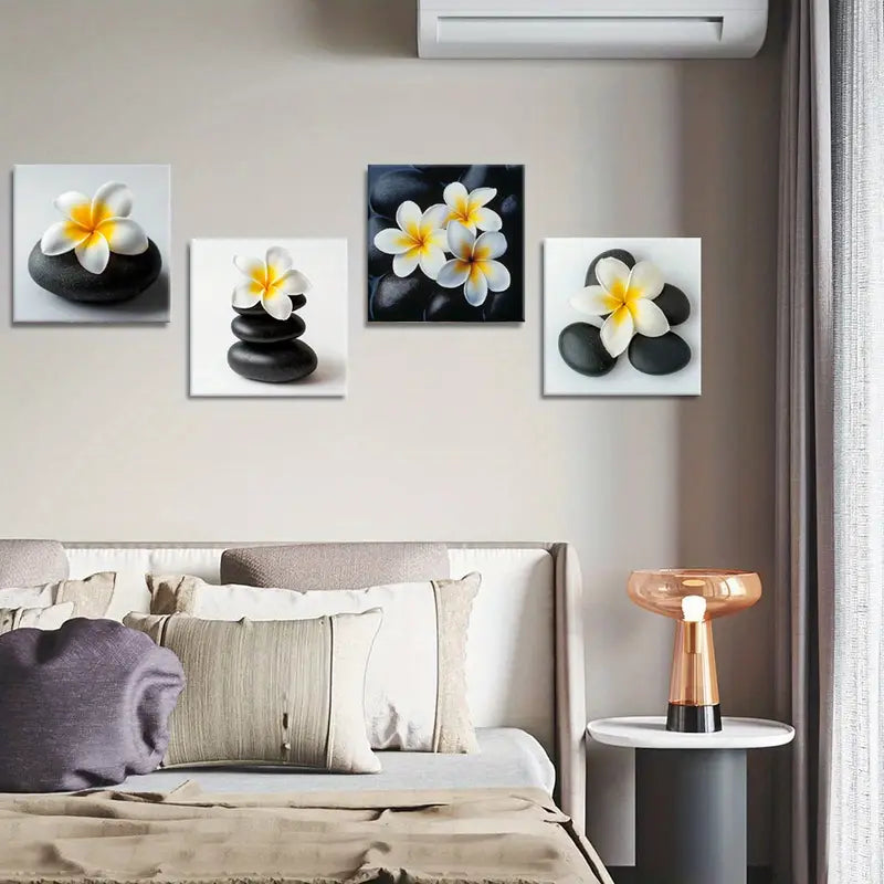 4pcs Egg Flower Art Prints Wall Art Canvas Framed