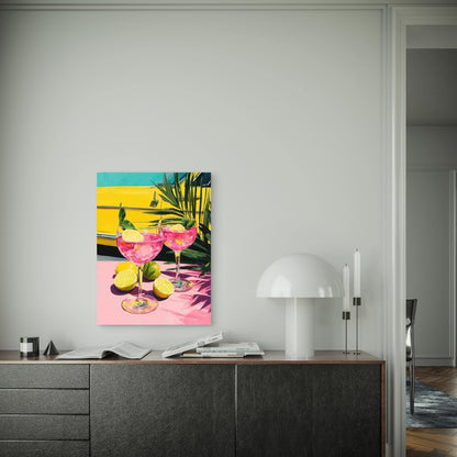 Retro Vintage Pink Roostertail Drinks 60x90cm Metal Print Ready to Hang