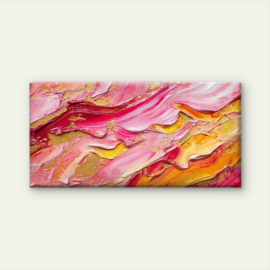 Abstract Rose Wave Gold Wall Art Canvas Office Home Room Framed 120x60cm