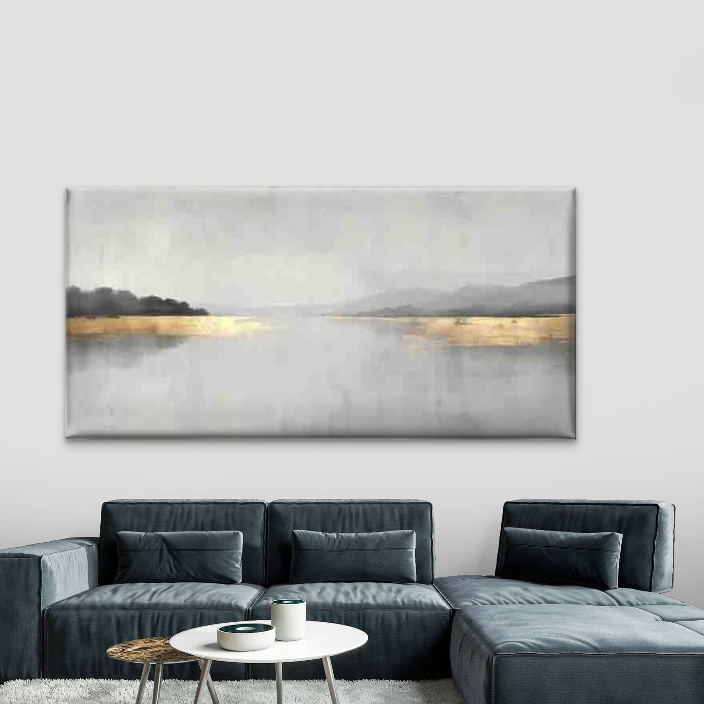 Golden Foil Abstract Design Wall Art Canvas Office Home Room Framed 120x60cm