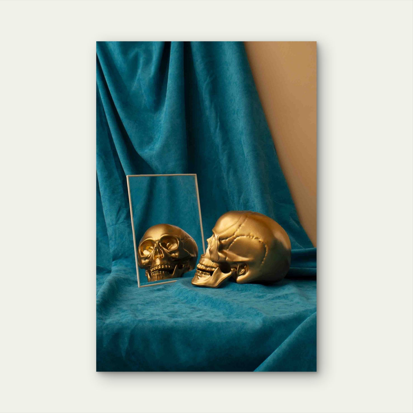 Gold Skull, Golden Human Skull, Gothic Decor Metal Print Ready to Hang