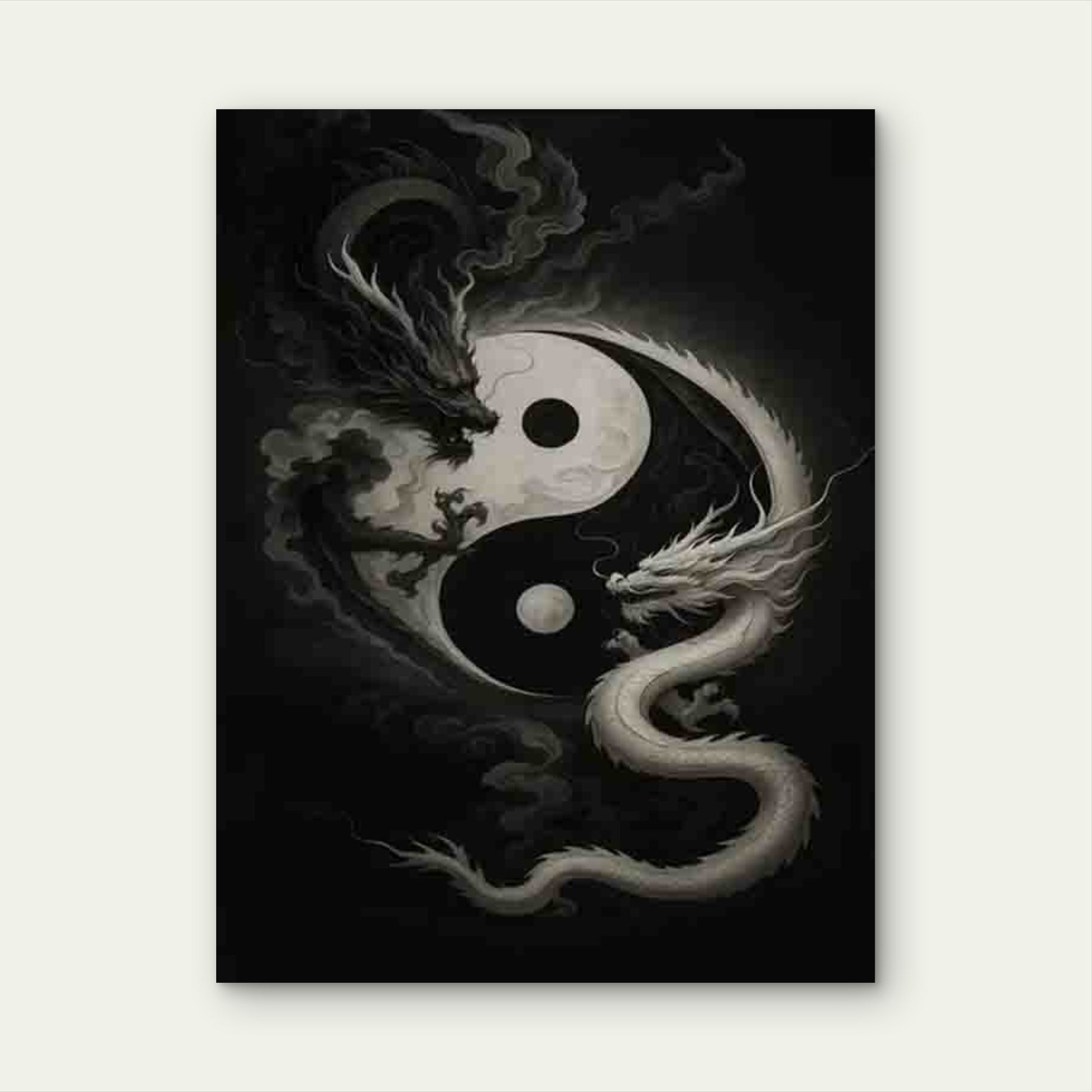 Yin Yang Dragons Art 40x60cm Metal Print Ready to Hang - Bella Home Decor
