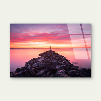 Botany Bay Sydney Pink Sunrise Jetty Acrylic Glass Printing Wall Art Australian Made Quality