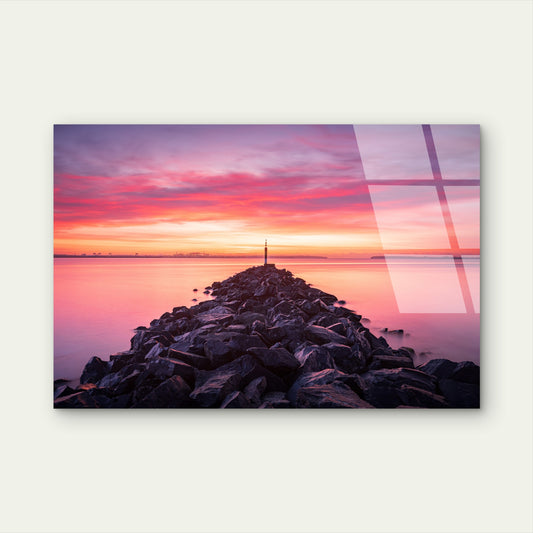 Botany Bay Sydney Pink Sunrise Jetty Acrylic Glass Printing Wall Art Australian Made Quality