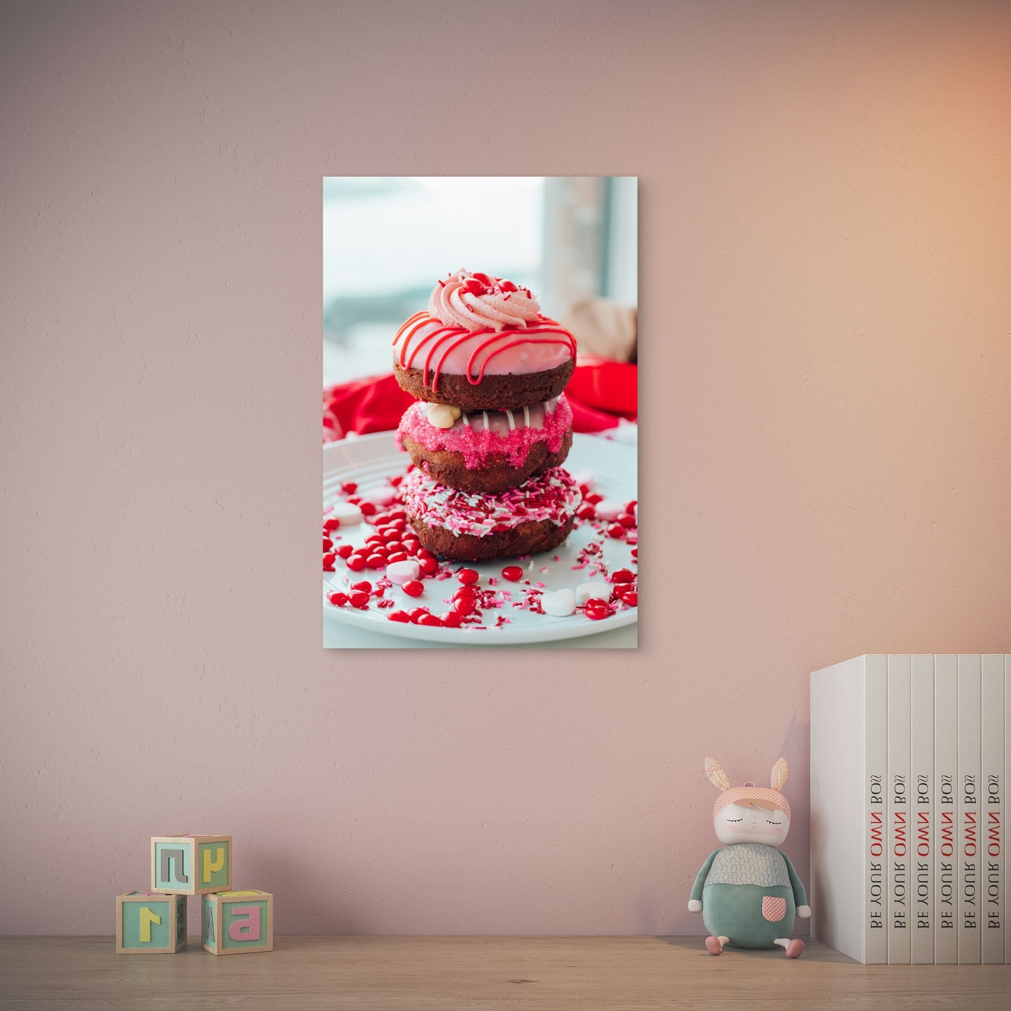 Stack Of Three Donuts Decorated 40x60cm Metal Print Ready to Hang
