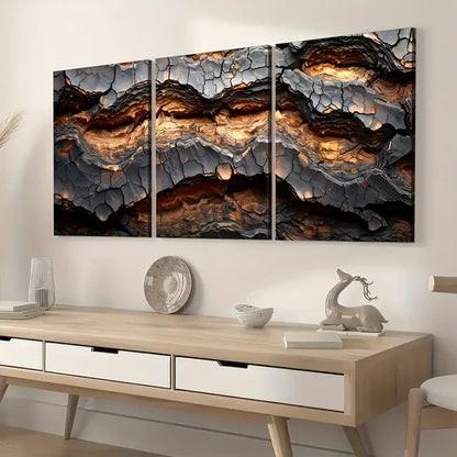3pcs Modern Fashion Abstract Crack Art Wall Art Set Canvas Unframed - High Quality Print 100% Australian Made Wall Canvas