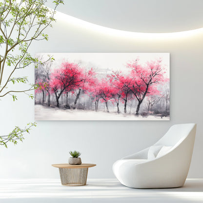 Pink Plum Blossom Trees Wall Art Canvas Office Home Room Framed 120x60cm