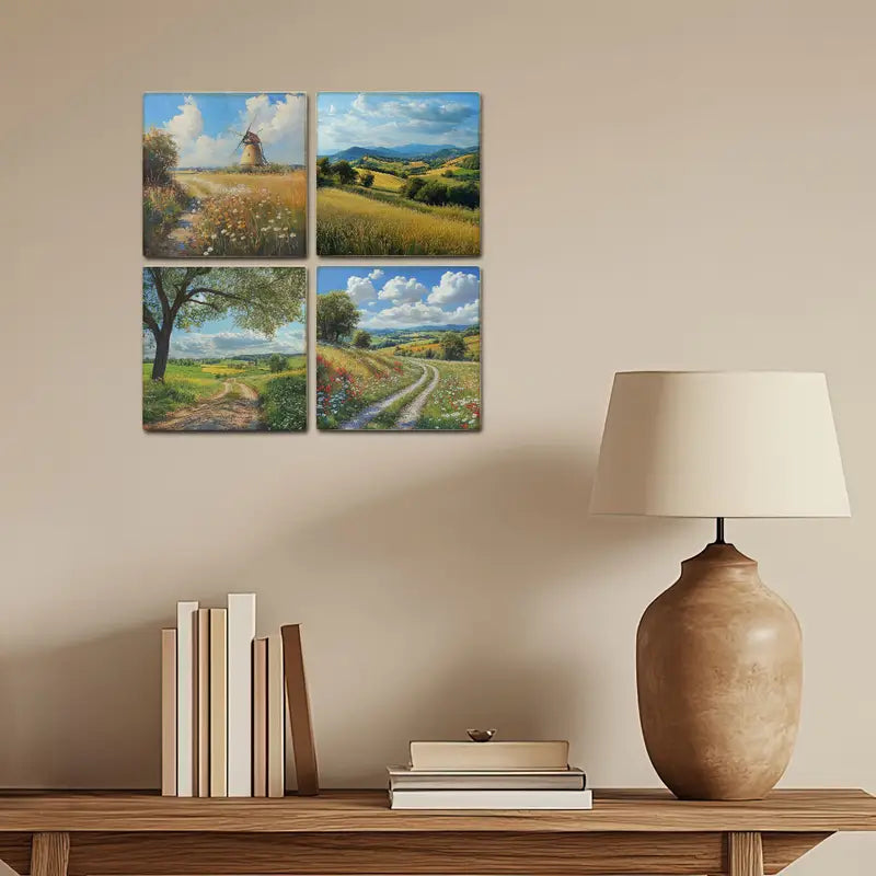 4pcs Village Sence Wall Art Canvas Framed - Bella Home Decor