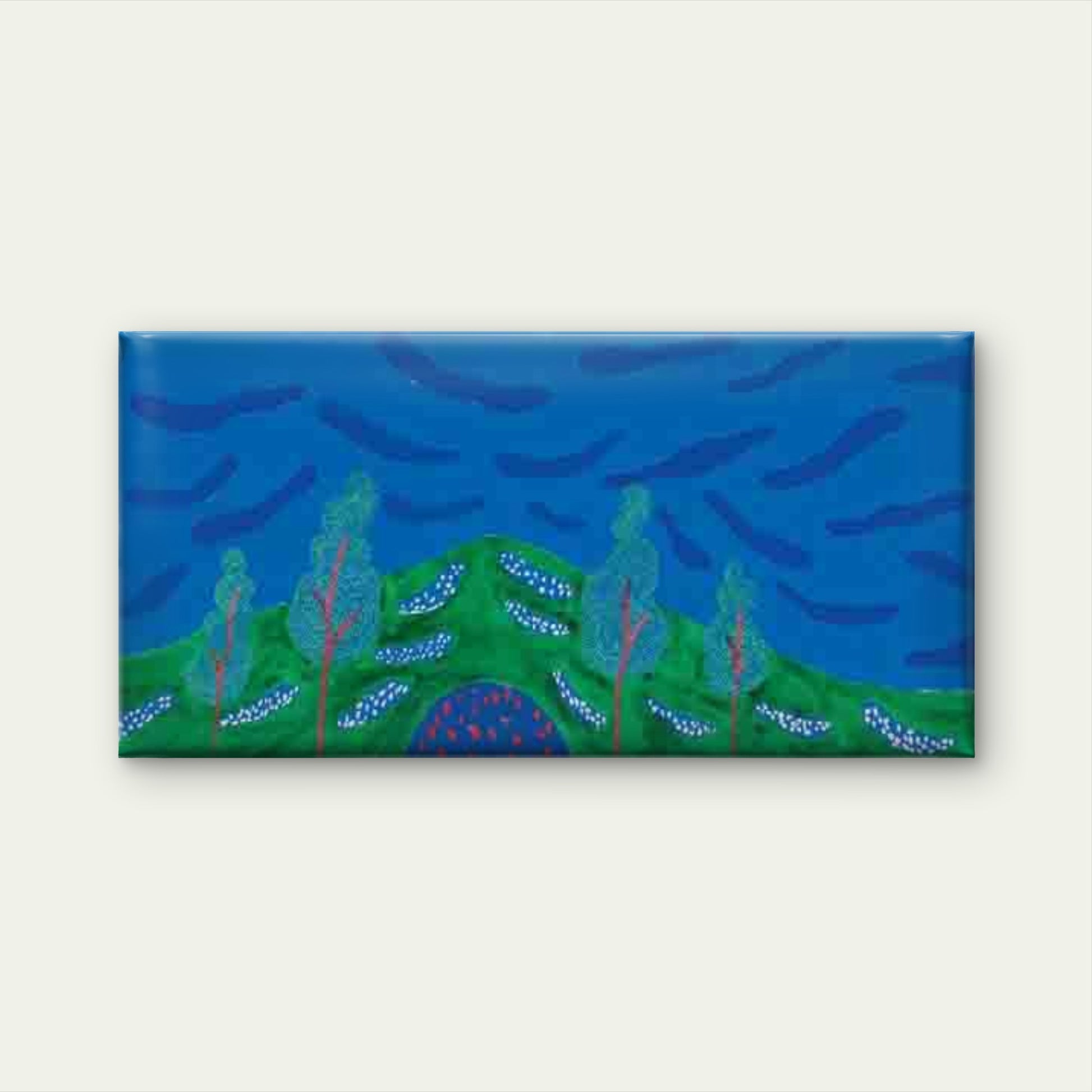 Abstract Landscape with a Blue Wall Art Canvas Office Home Room Framed 120x60cm - Bella Home Decor