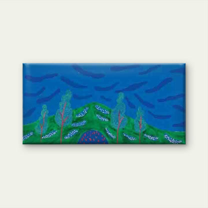Abstract Landscape with a Blue Wall Art Canvas Office Home Room Framed 120x60cm - Bella Home Decor