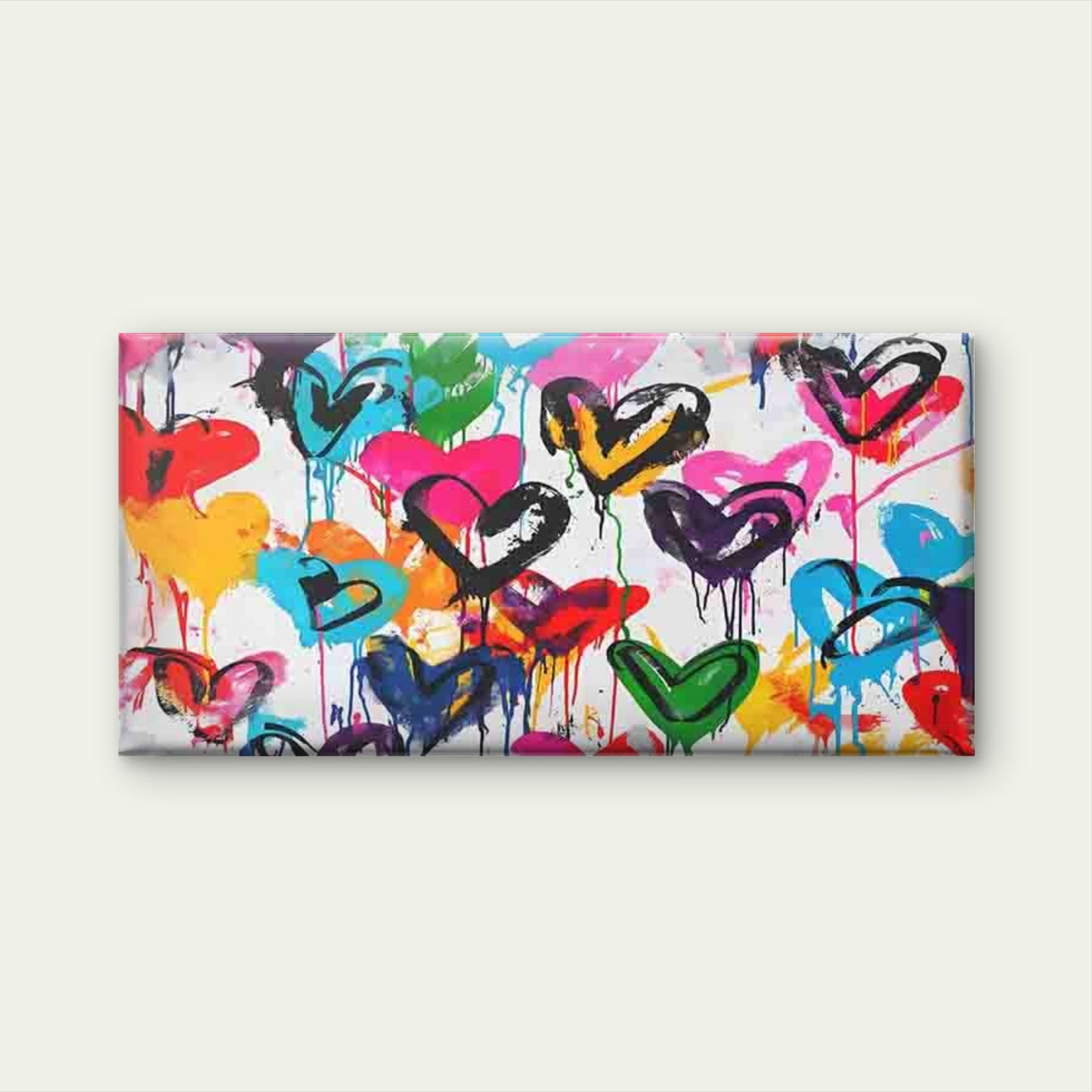 Colorful Graffiti Hearts Wall Art Canvas Office Home Room Framed 120x60cm