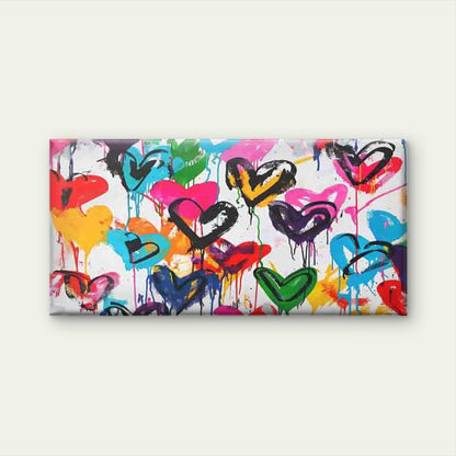 Colorful Graffiti Hearts Wall Art Canvas Office Home Room Framed 120x60cm