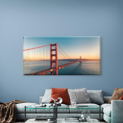 Golden Gate Bridge Sunset Wall Art Canvas Office Home Room Framed 120x60cm
