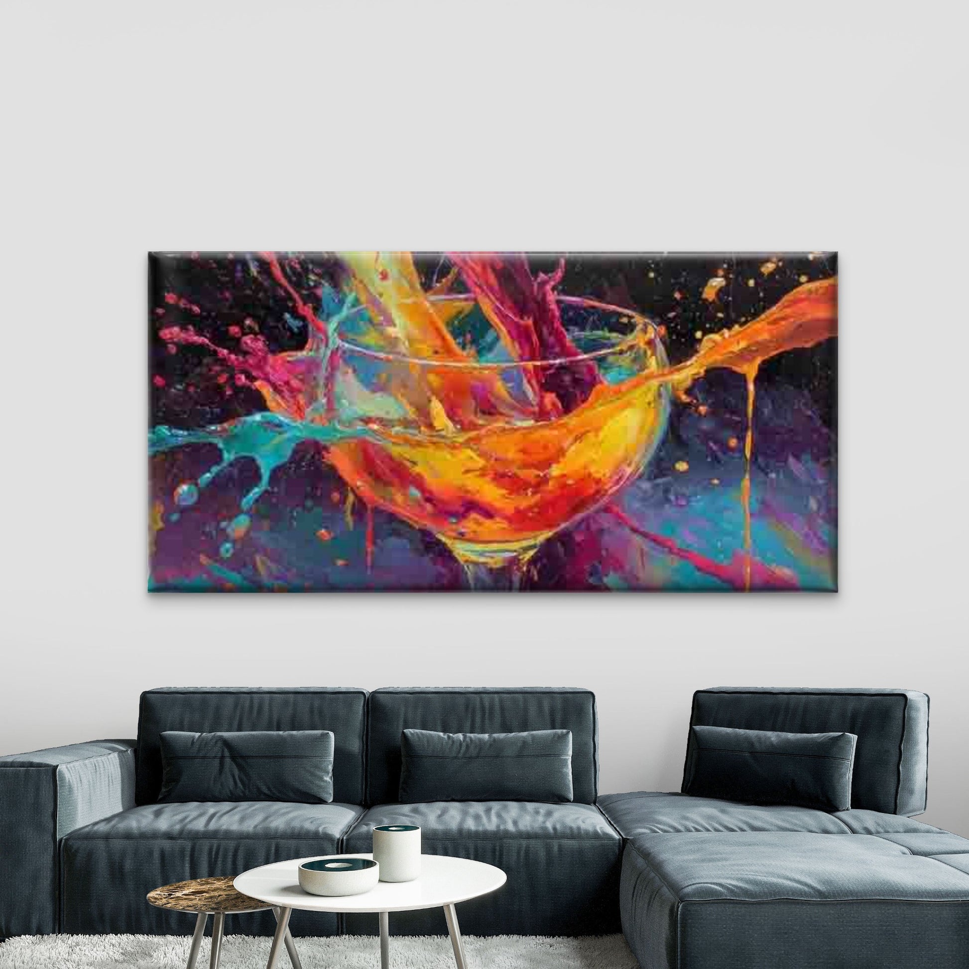 Abstract Multicolor Splash Wall Art Canvas Office Home Room Framed 120x60cm - Bella Home Decor