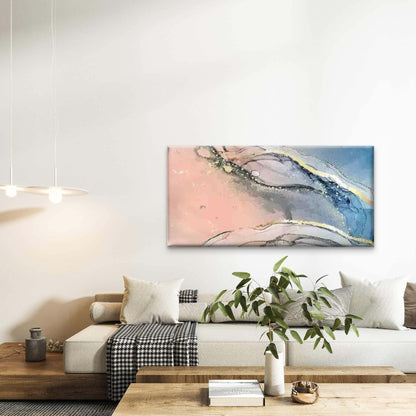 Abstract Blue And Pink Fluid Wall Art Canvas Office Home Room Framed 120x60cm - Bella Home Decor