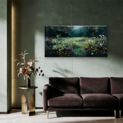 Wildflower Meadow Forest Clear Wall Art Canvas Office Home Room Framed 120x60cm