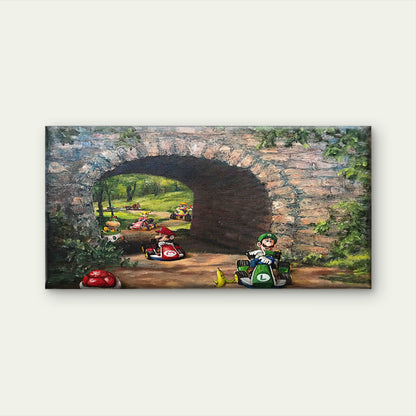 Vintage Gaming Landscape Wall Art Canvas Office Home Room Framed 120x60cm