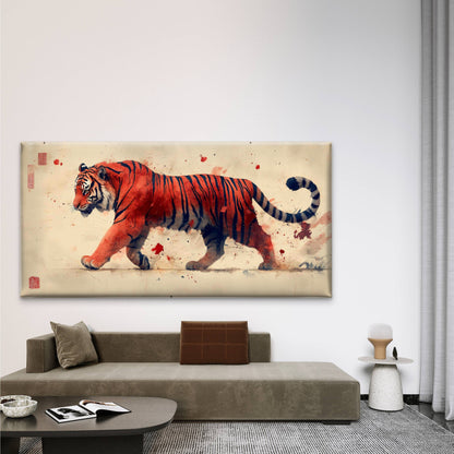 Chinese Tiger Painting Wall Art Canvas Office Home Room Framed 120x60cm