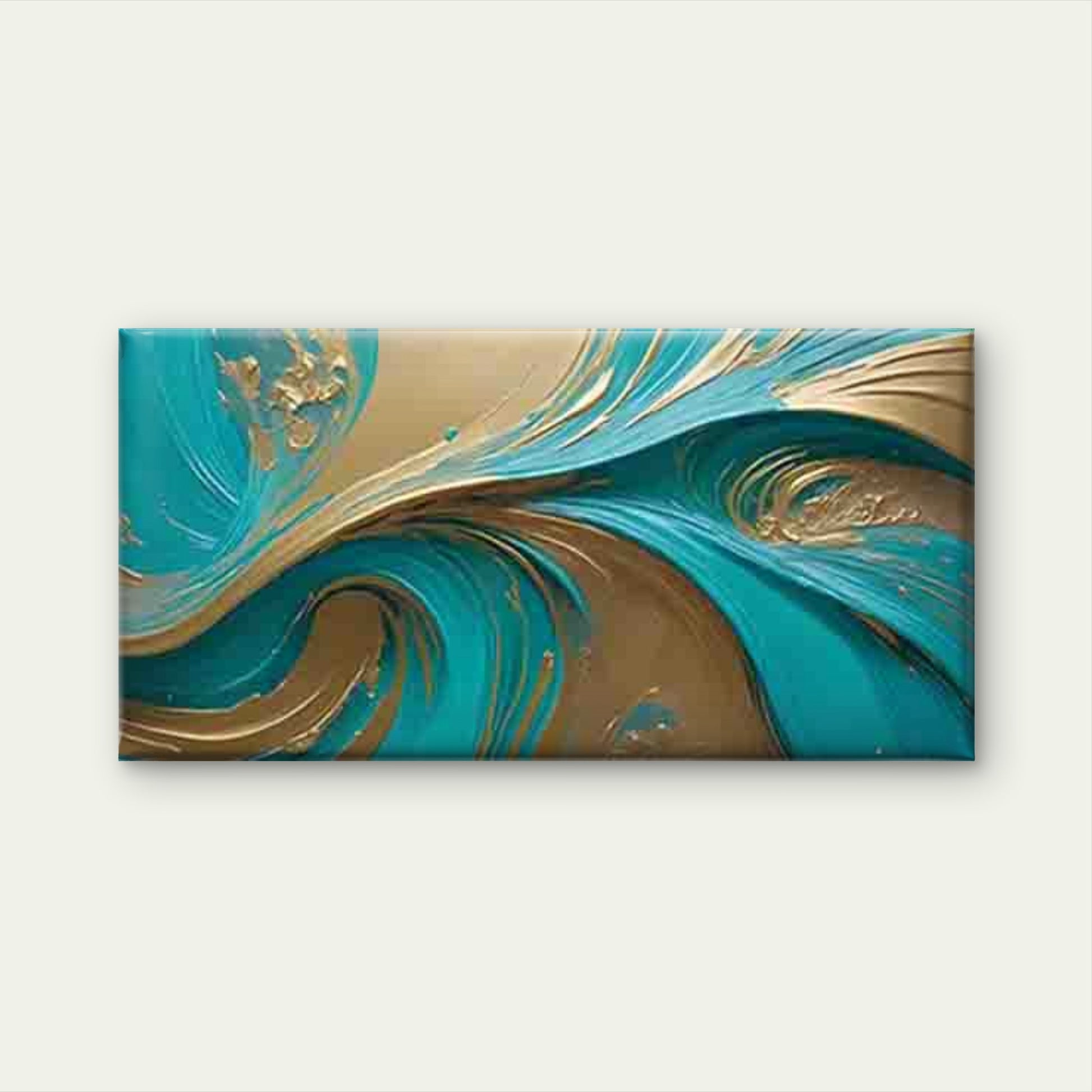 Blue and Golden Abstract Wall Art Canvas Office Home Room Framed 120x60cm - Bella Home Decor