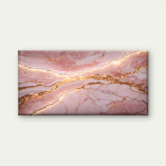 Pink Onyx With Golden Backlit Wall Art Canvas Office Home Room Framed 120x60cm