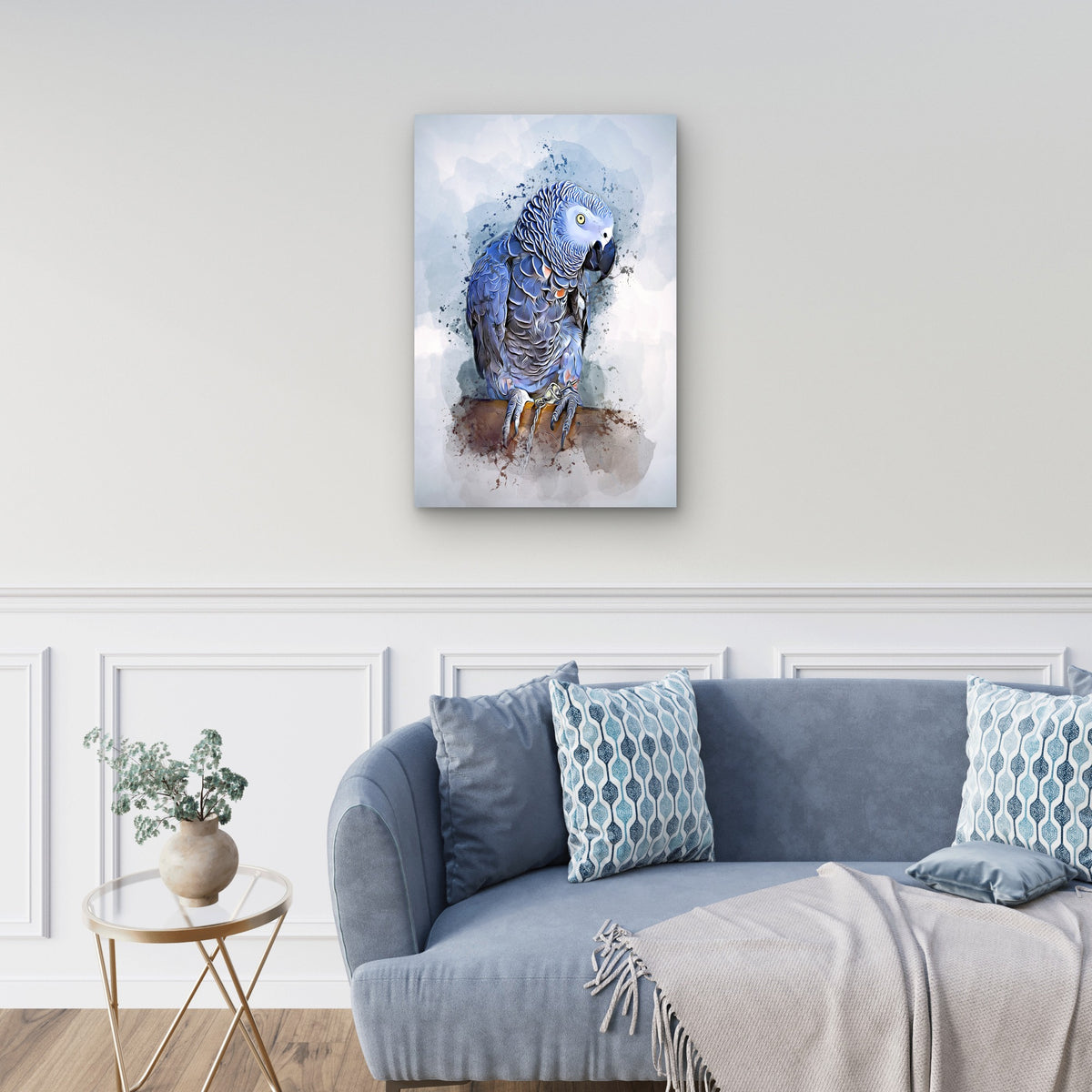 Watercolor Illustration Parrot Isolated Background 40x60cm Metal Print Ready to Hang