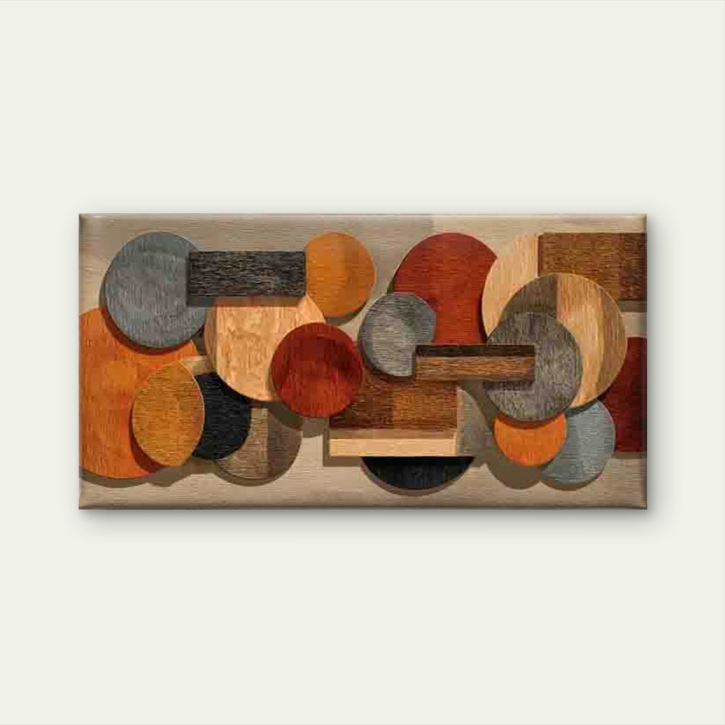 Wooden Geometric Design Wall Art Canvas Office Home Room Framed 120x60cm