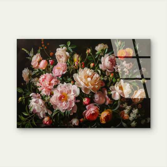 Luxury Dark Floral Rose Painting Acrylic Glass Printing Wall Art Australian Made Quality