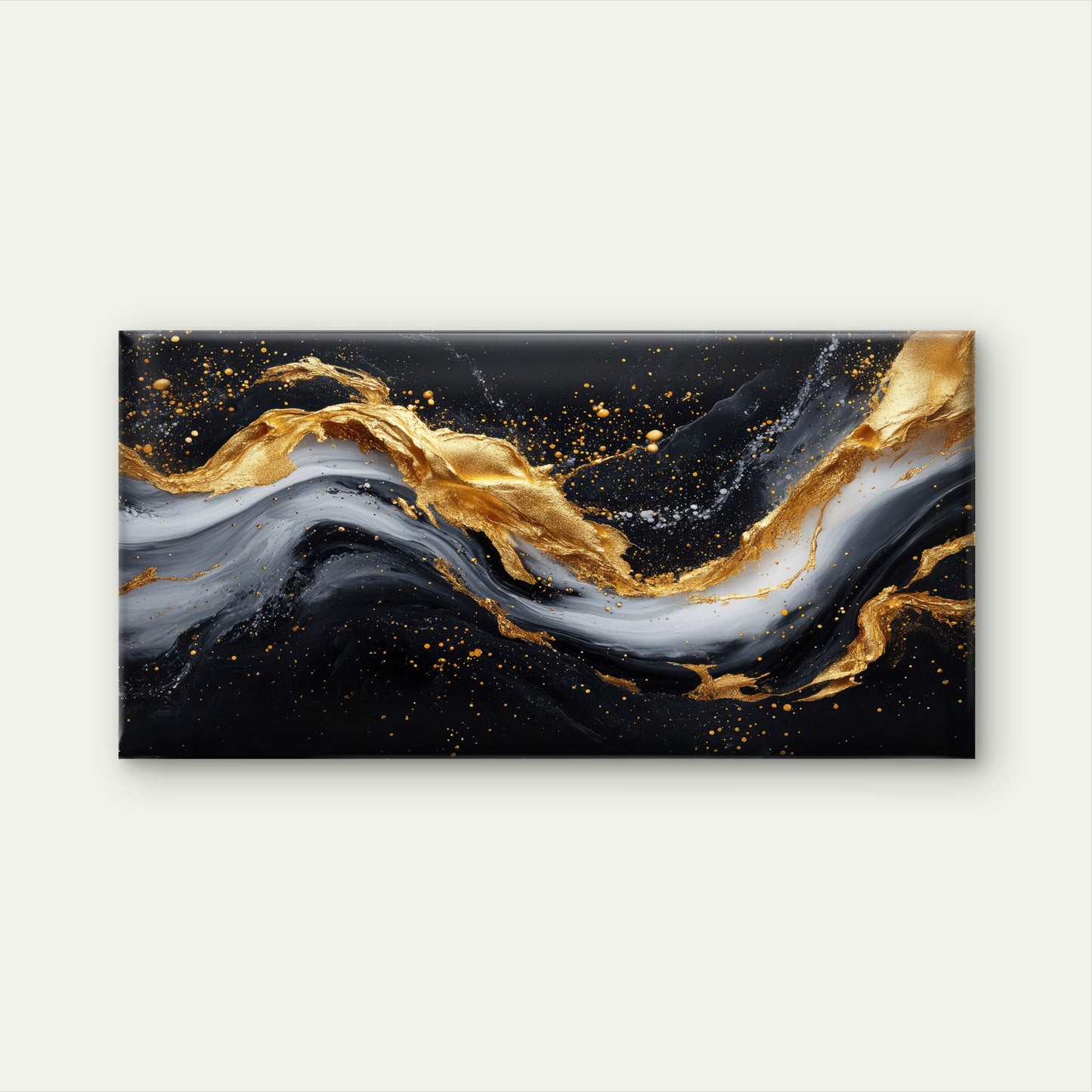 Black Gold Marble Swirl Wall Art Canvas Office Home Room Framed 120x60cm