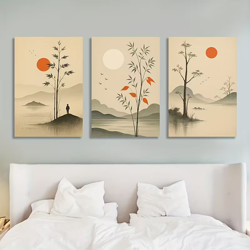 3pcs Nature Elements Aesthetic Art Wall Art Set Canvas Framed 40x60cm - High Quality Print 100% Australian Made Wall Canvas Ready to Hang