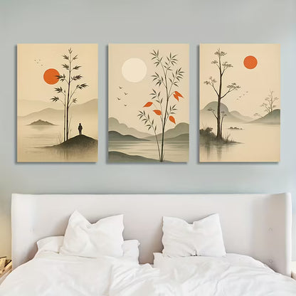 3pcs Nature Elements Aesthetic Art Wall Art Set Canvas Framed 40x60cm - High Quality Print 100% Australian Made Wall Canvas Ready to Hang