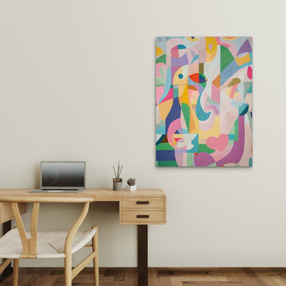 Vibrant Heart and Geometric Shapes 40x60cm Metal Print Ready to Hang - Bella Home Decor