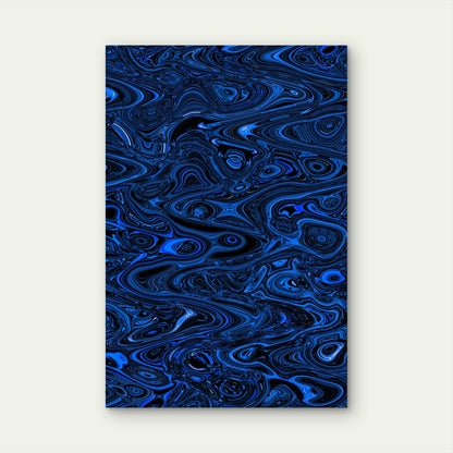 Abstract Digital Art with Blue and Black Swirls 40x60cm Metal Print Ready to Hang