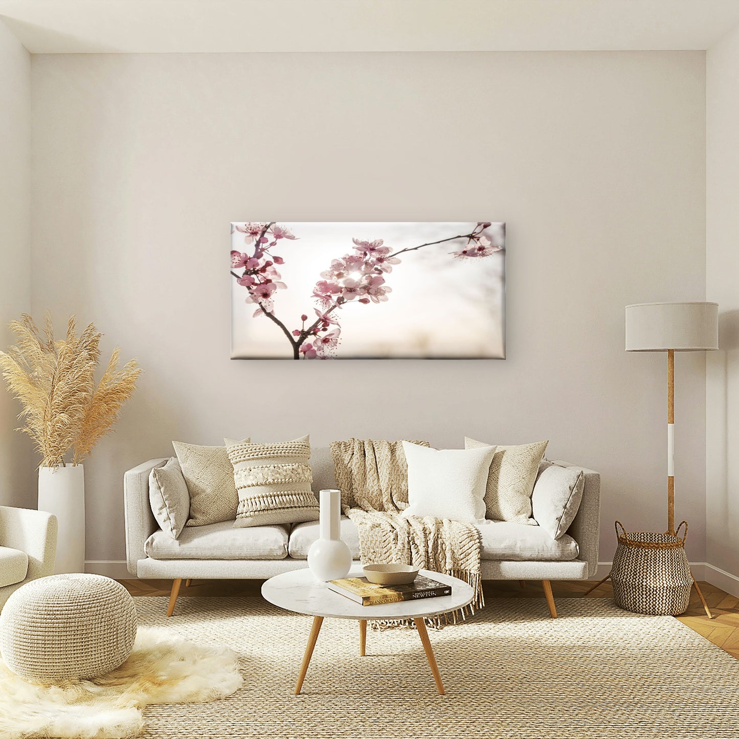 Beautiful Flowers With Sun Background Wall Art Canvas Office Home Room Framed 120x60cm