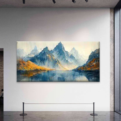 Winter Mountain Landscape Wall Art Canvas Office Home Room Framed 120x60cm - Bella Home Decor