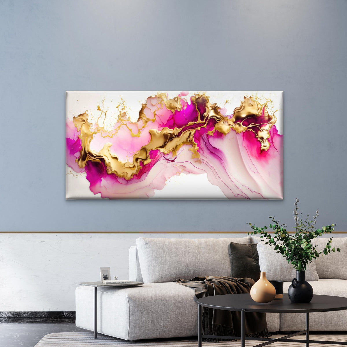 Alcoholic Ink Abstract Painting Wall Art Canvas Office Home Room Framed 120x60cm