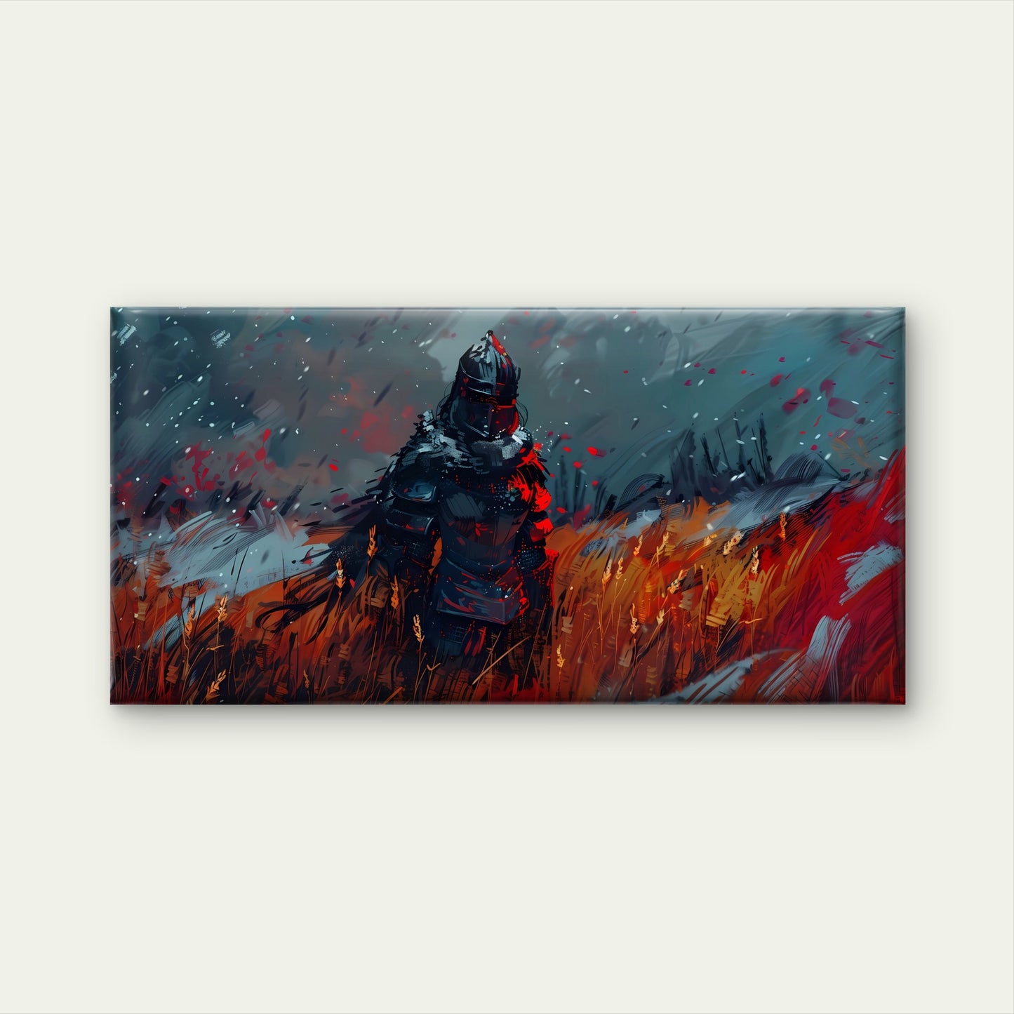 The Ember Knight Stands Wall Art Canvas Office Home Room Framed 120x60cm